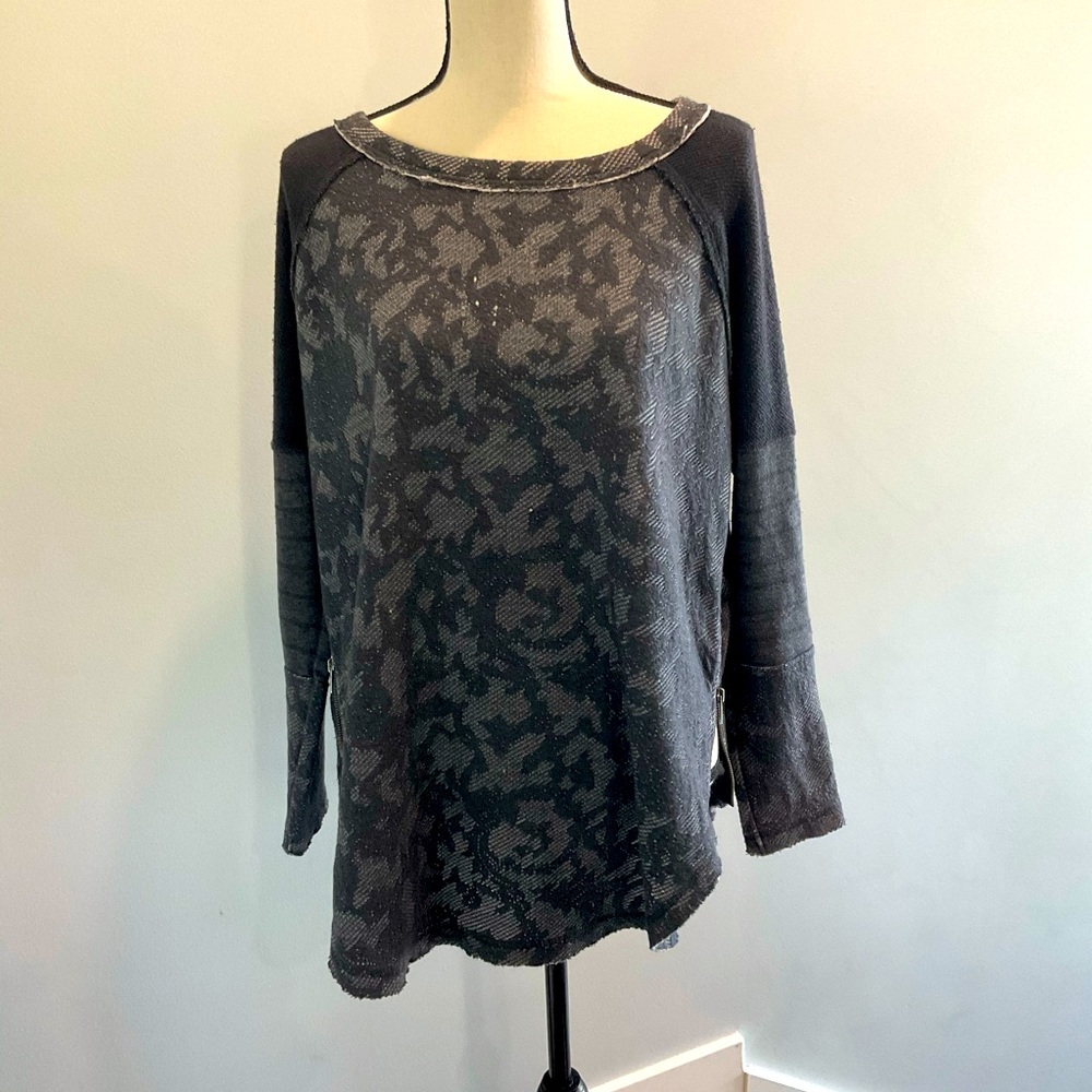 Free People, distressed mixed material top, medium